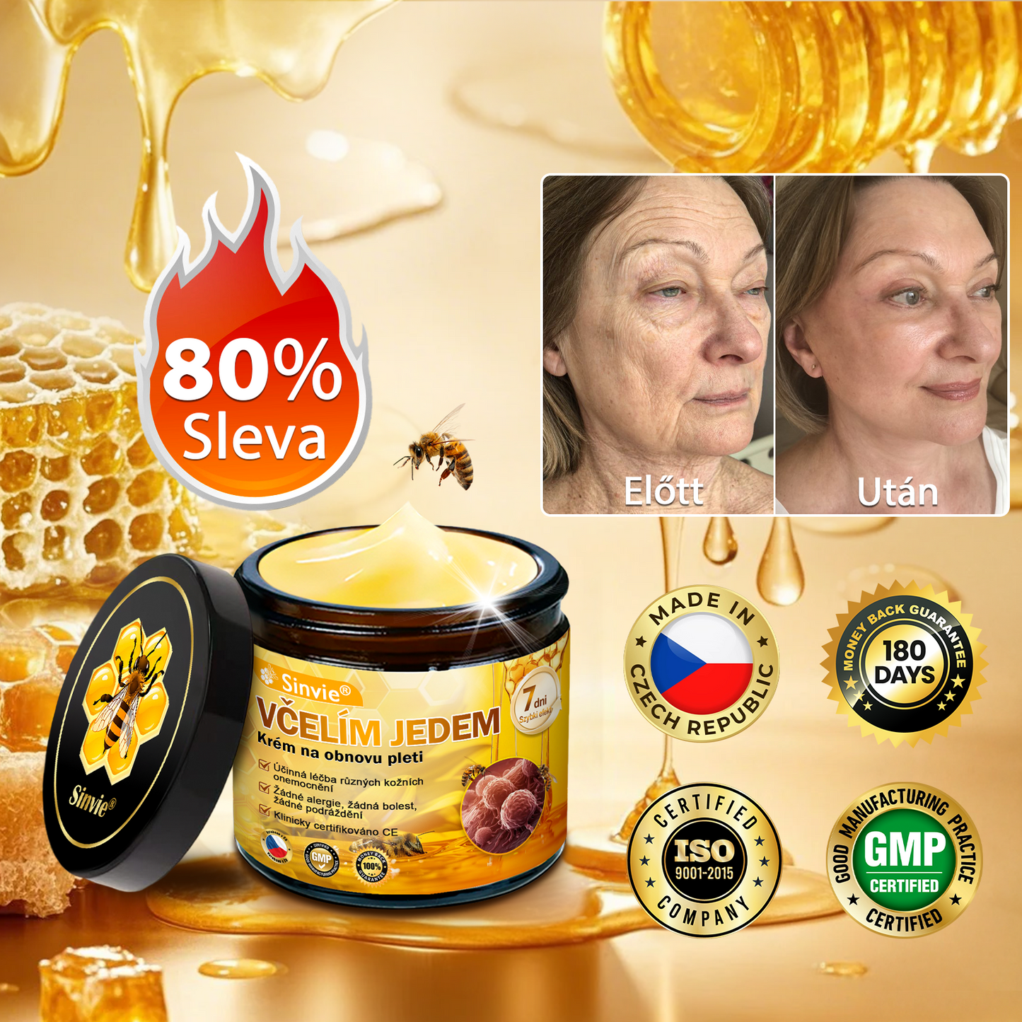 🔥🐝 Sinvie® Krém na obnovu pleti s včelím jedem(👨‍⚕‍CE schváleno)👍✅