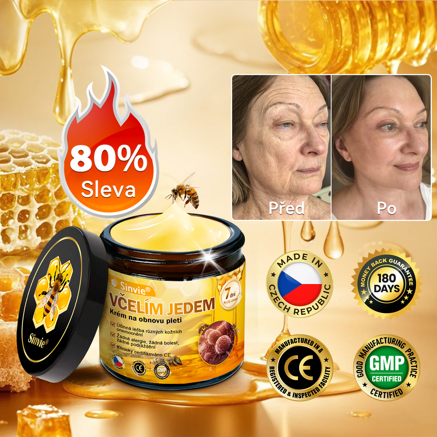 👩‍⚕️🐝Doporučení dermatologa 🐝 Sinvie® Včelím Jedem Krém na Opravu Pokožky 🔥 Český vývoj, výroba a dodávka v České republice