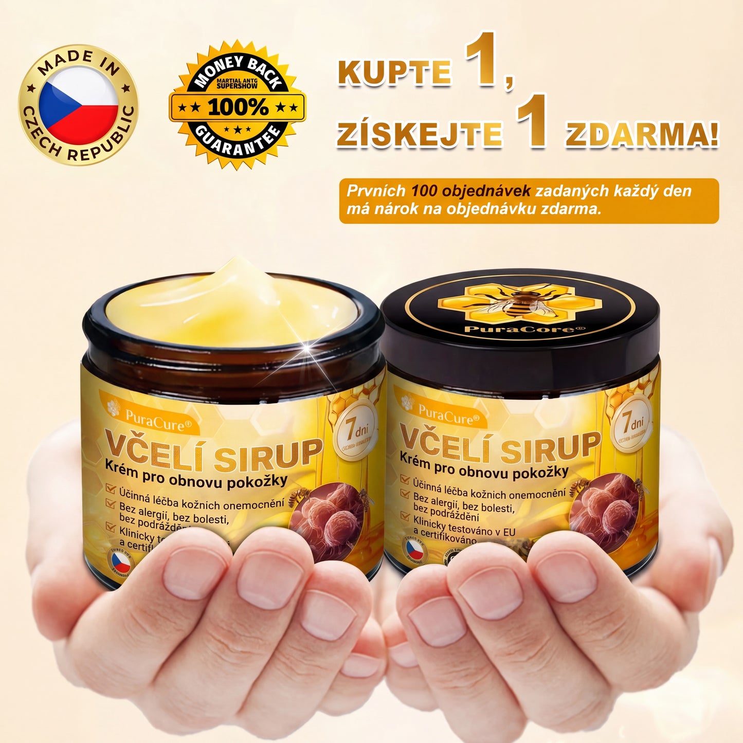 🩺🐝 PuraCure® Krém na obnovu pleti s včelím jedem(👨‍⚕‍CE schváleno)👍✅