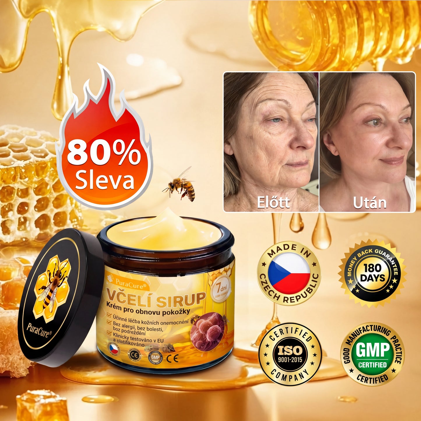 🩺🐝 PuraCure® Krém na obnovu pleti s včelím jedem(👨‍⚕‍CE schváleno)👍✅